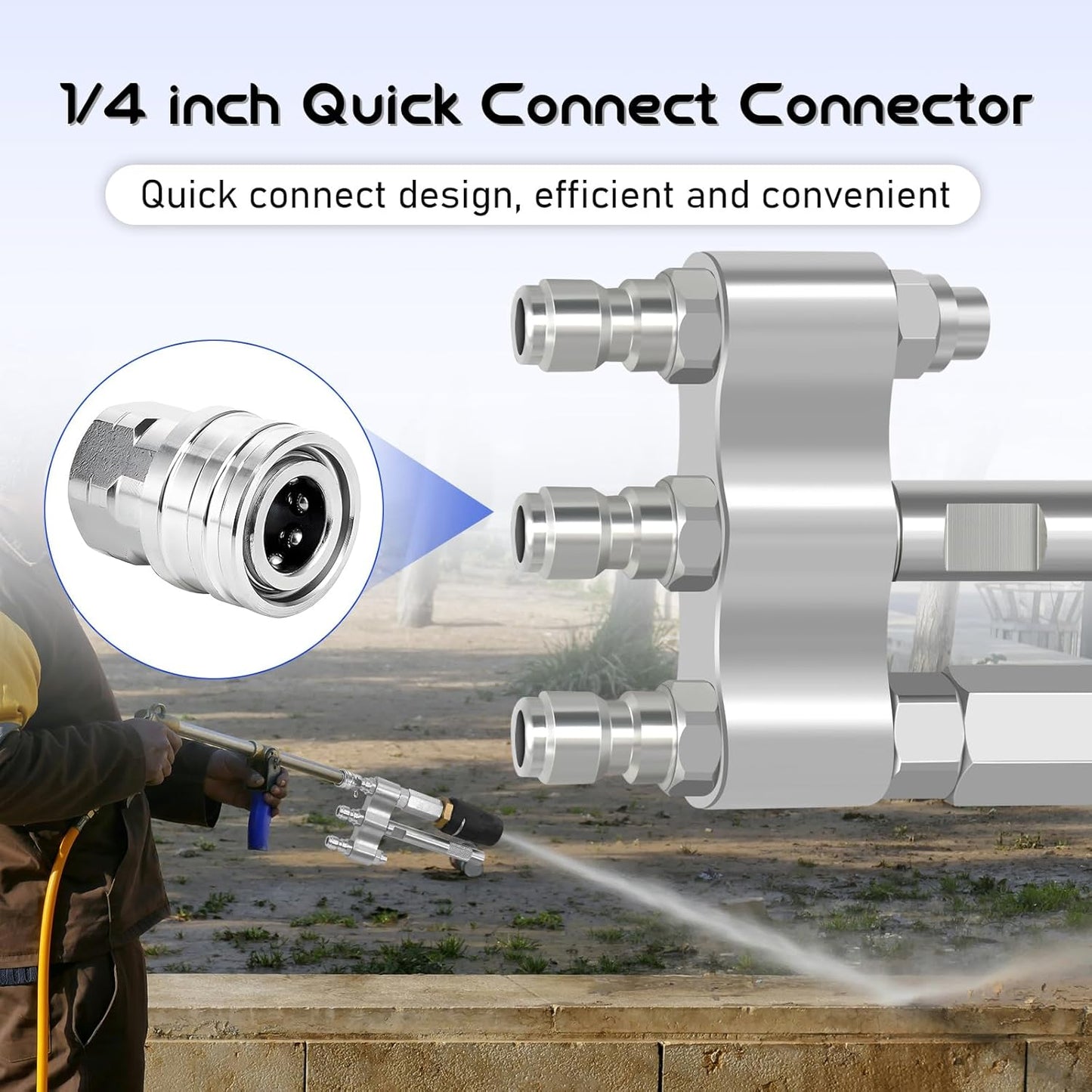 M5 Twist Nozzle,3-7 GPM Three-In-One Adjustable Downstream Soft Wash Nozzle,1/4" Quick Connect, High Reach Spray Nozzle,0 to 60° Spray Pattern,Adjustable Shooter Tips