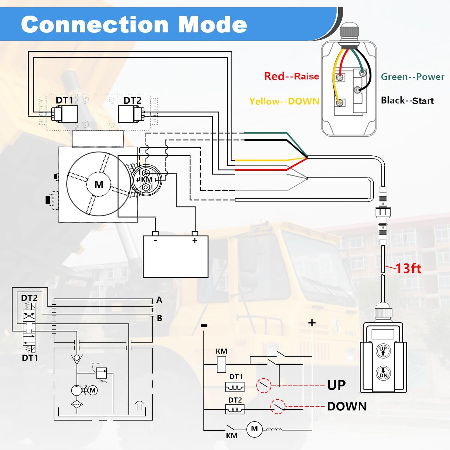 4 Wire Dump Trailer Remote Control Switch 12V DC up and down Control for Lift Gate Truck Tipper Hoist G018-4W