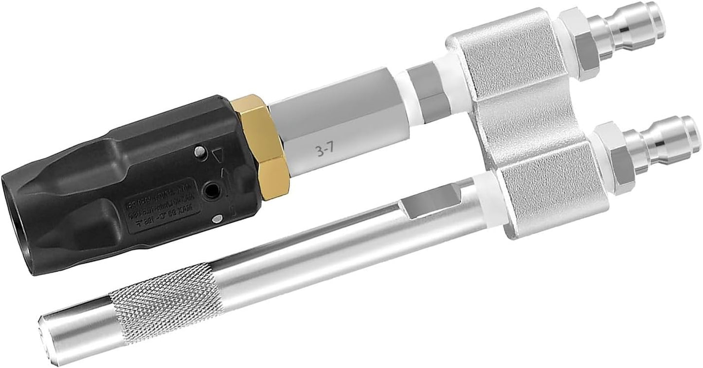 Pressure Washer Chemical Tip M5 Nozzles, 0 to 60° Adjustable, Long Reach Soap Nozzle, 3-7 GPM 1000-6000Psi 1/4In Fast Connect Downstream Soft Wash Nozzle for Washing Windows, Roofs