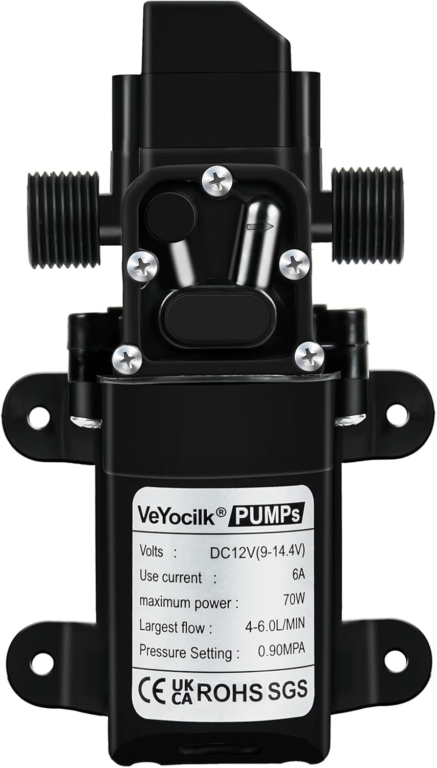 DC 12V Diaphragm Water Pump,1Gpm, (4L/Min) 131Psi,Fresh Water Pump,Self Priming Sprayer Pump with Pressure Switch for RV Camper,Boat,Garden,Lawn,Water Tank