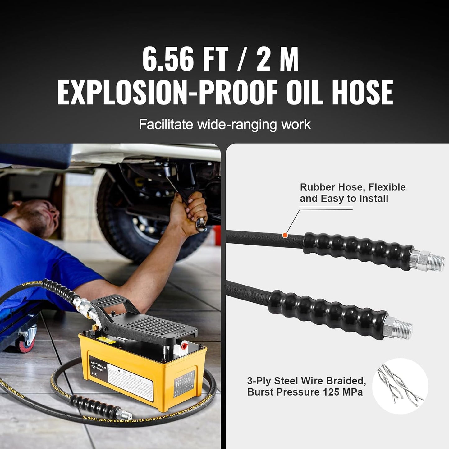 10,000PSI Air Hydraulic Pump, 0.42 Gal Reservoir, NPT 3/8 in Oil Outlet, NPT 1/4 in Inlet, Aluminum Shell Air Actuated Treadle Foot Pump, for Automobile Repair Frame Machine & Hydraulic Press