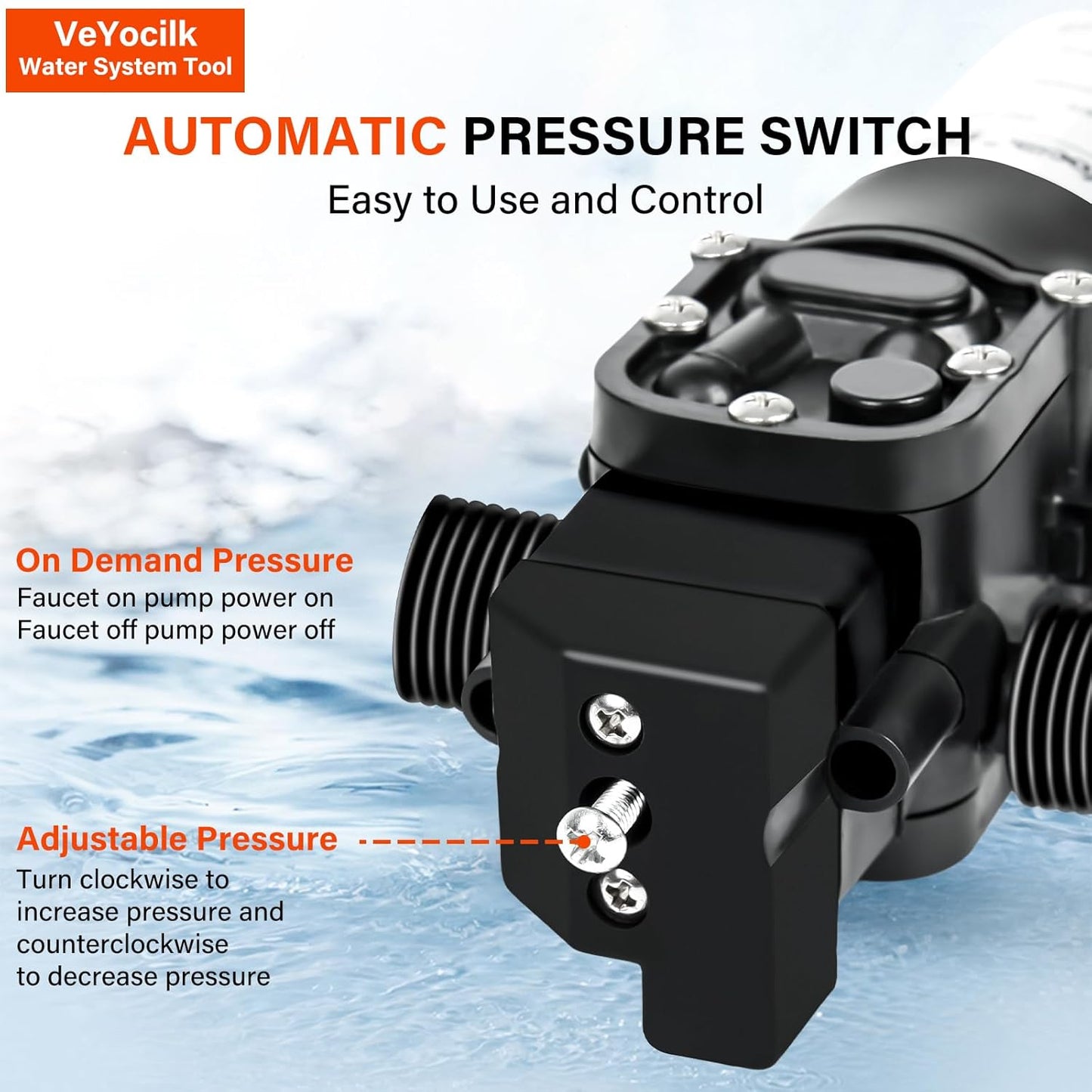 DC 12V Diaphragm Water Pump,1Gpm, (4L/Min) 131Psi,Fresh Water Pump,Self Priming Sprayer Pump with Pressure Switch for RV Camper,Boat,Garden,Lawn,Water Tank