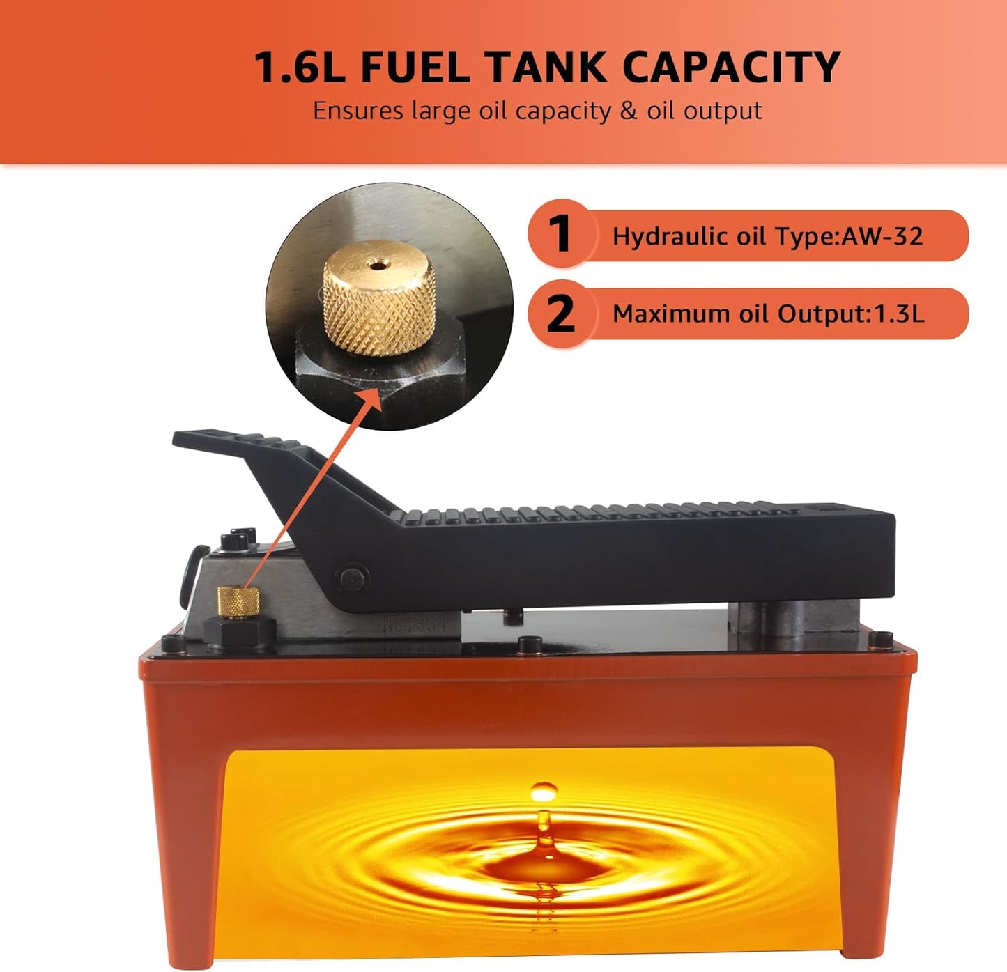BESTOOL 10,000 PSI, 1/2 Gal Reservoir Foot-Operated Air Hydraulic Pump for Heavy Machinery Lifter & Auto Repair
