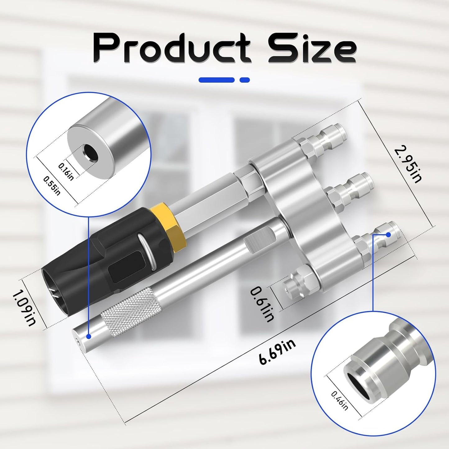 M5 Twist Nozzle,3-7 GPM Three-In-One Adjustable Downstream Soft Wash Nozzle,1/4" Quick Connect, High Reach Spray Nozzle,0 to 60° Spray Pattern,Adjustable Shooter Tips