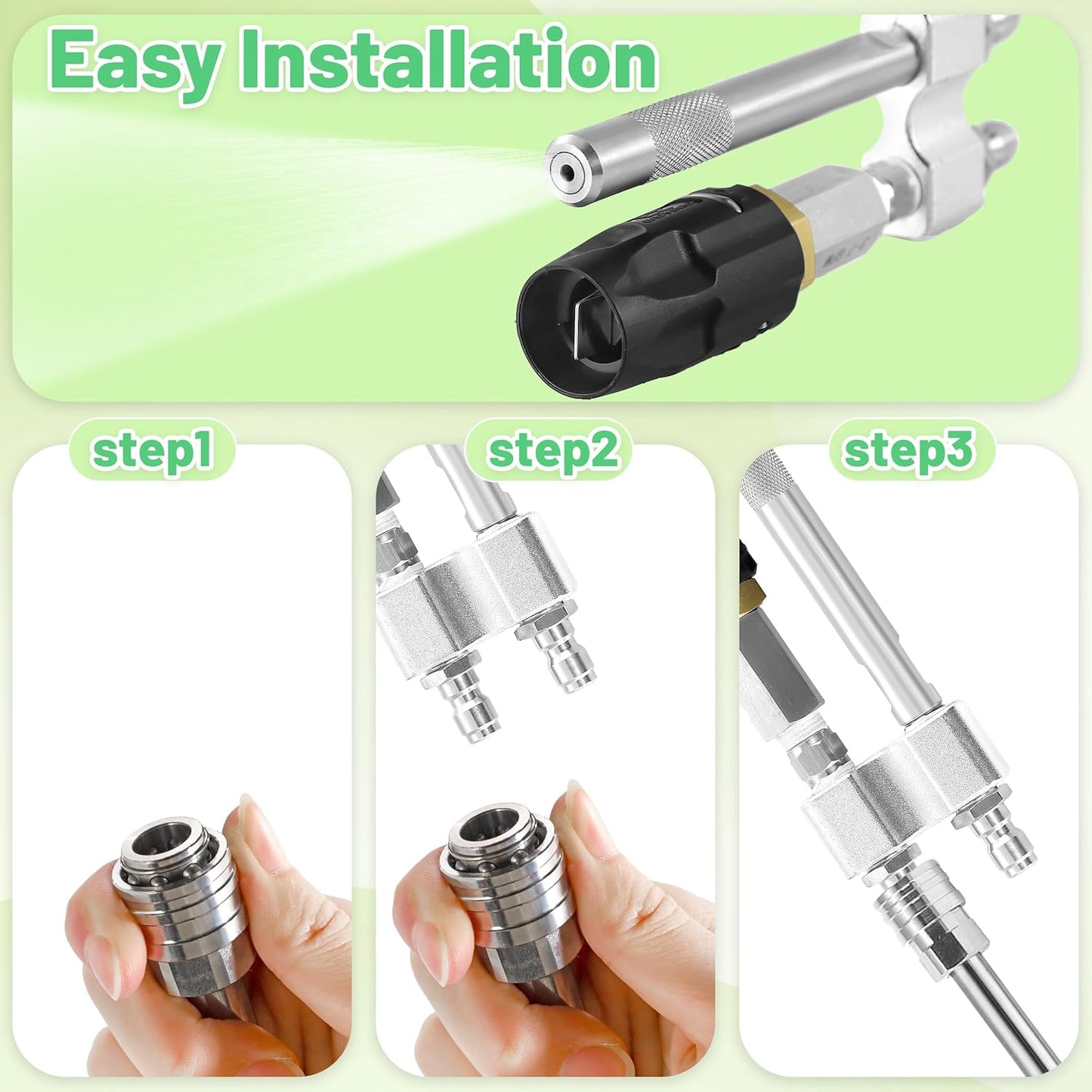 M5 Twist Nozzle for Pressure Washer, Adjustable Long Range Shooter Tip, 3-7 GPM, High Reach Soap Nozzle with 1/4" Quick Connect, Downstream Soft Wash Nozzle