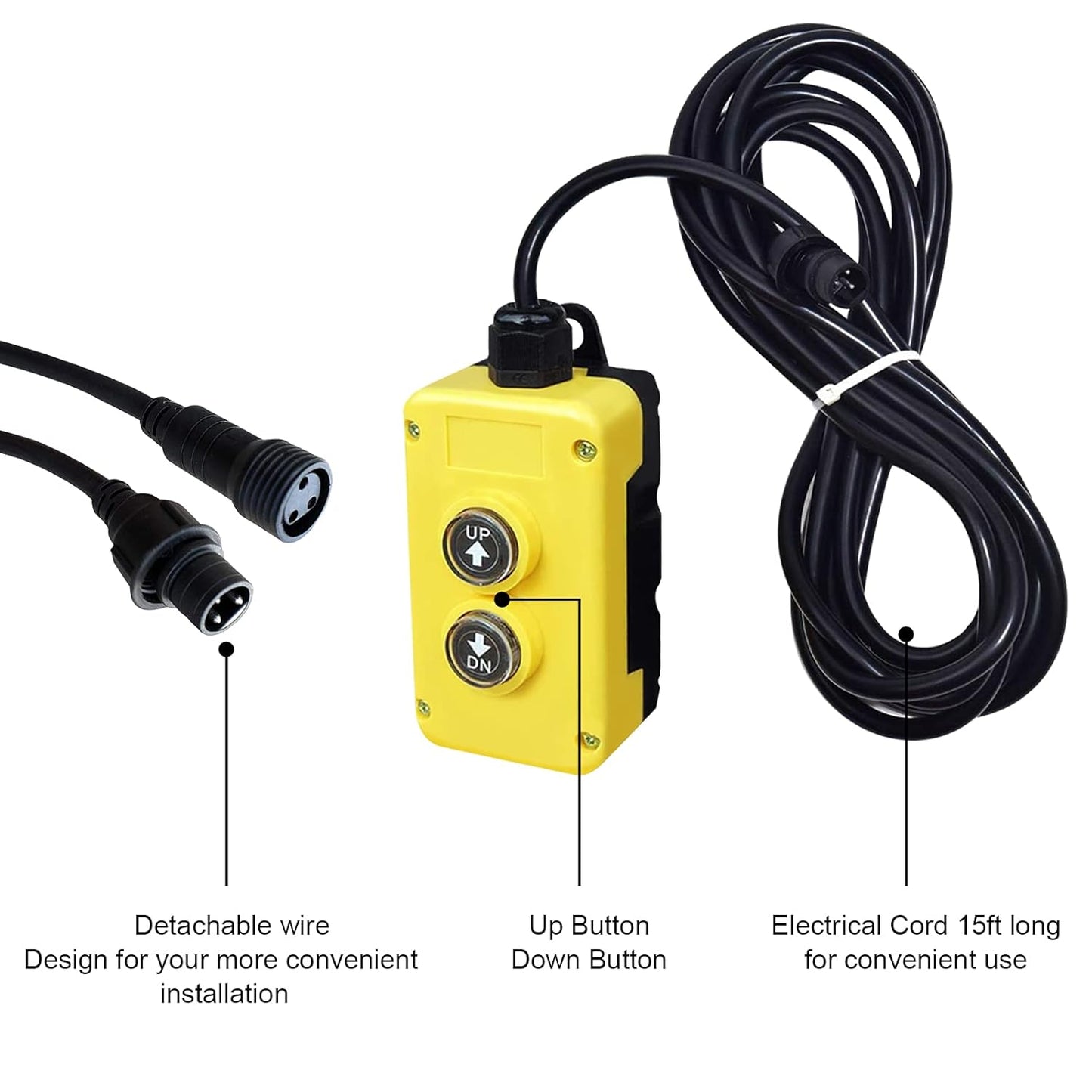 3 Wire Dump Trailer Remote Control Switch for 12V DC Single Acting Hydraulic Pump Power Supply Unit Dump Trailer Fit for Lift Unloading