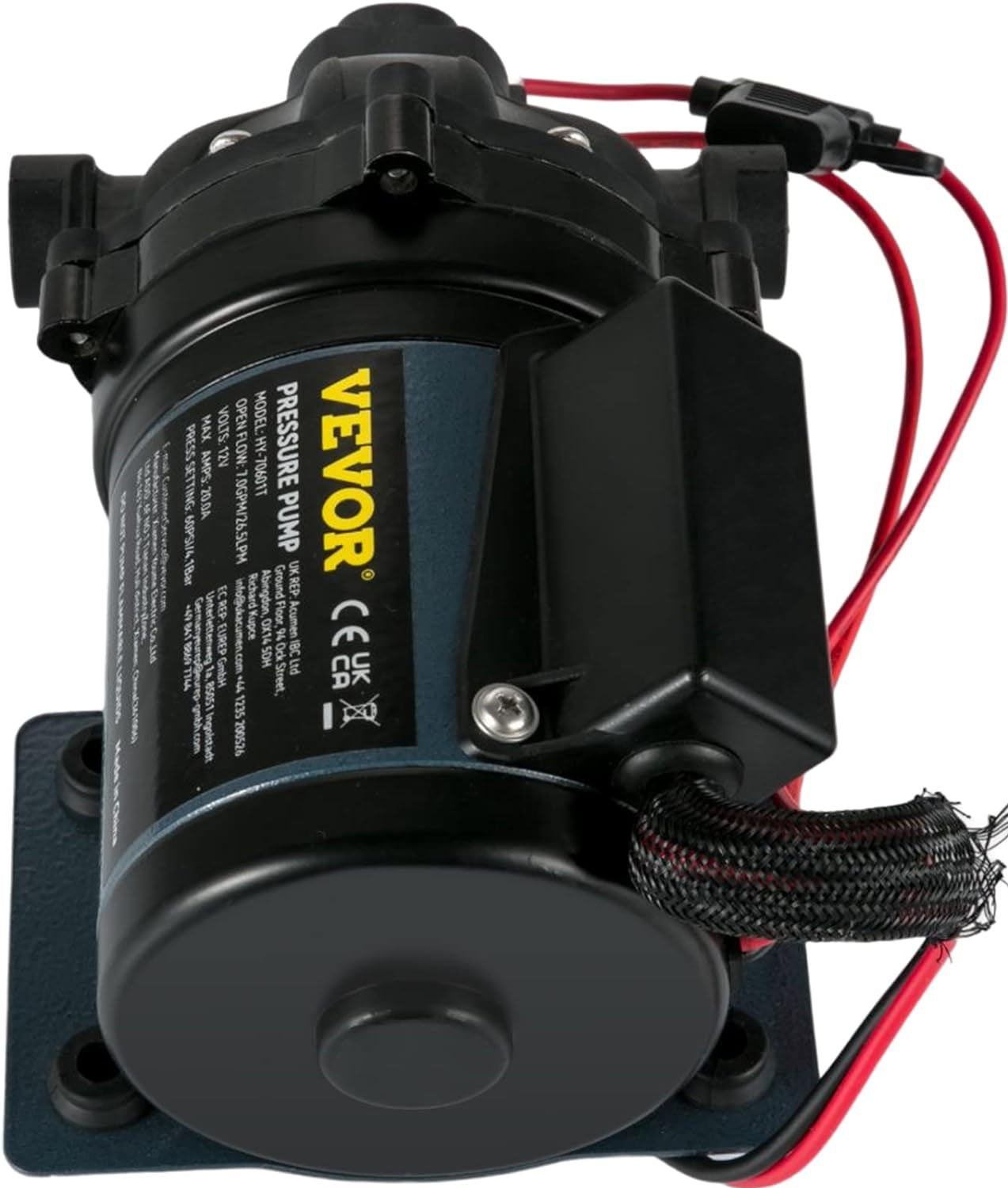 Washdown Pump, 12V DC, 7 GPM 60 PSI, Max. 10 FT Lift Self Priming Water Pump, W/Epdm Valve, Universal Salt Water Strainer & Female/Male Thread, for RV, Marine Deck, Yacht
