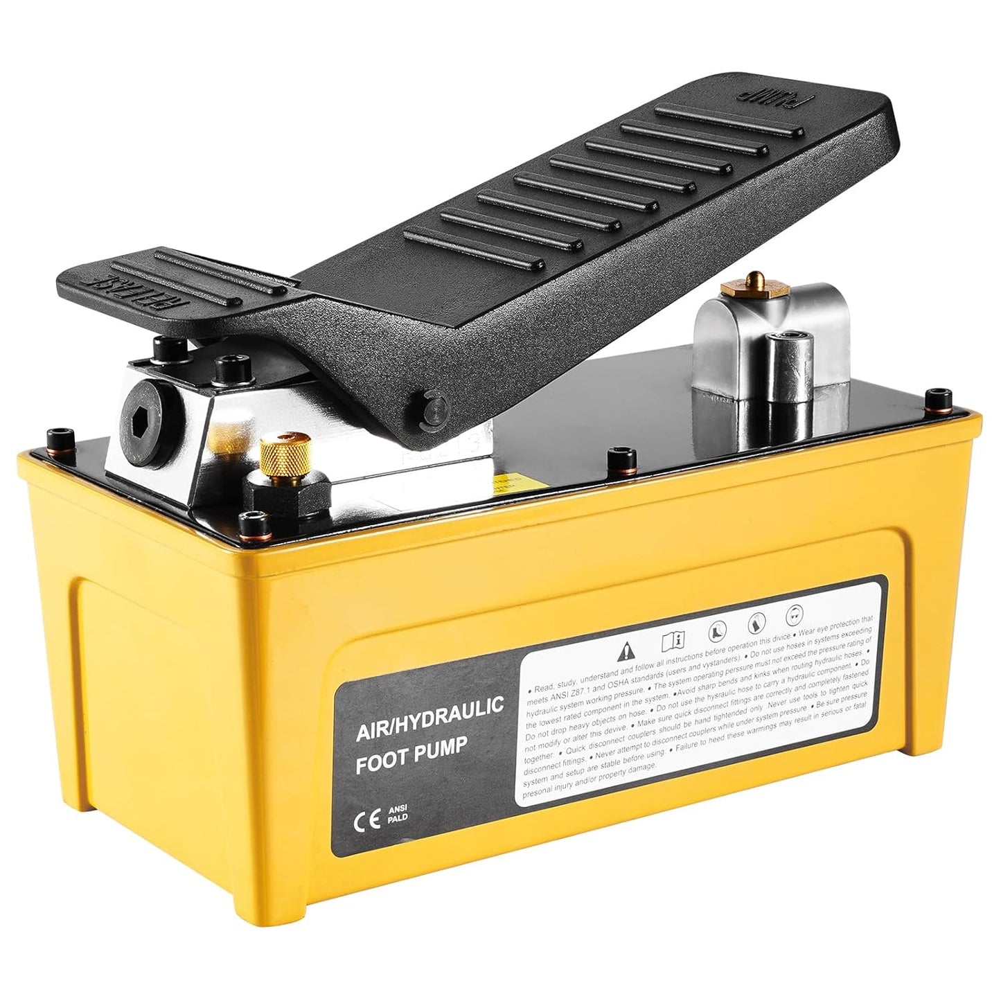 10,000PSI Air Hydraulic Pump, 0.42 Gal Reservoir, NPT 3/8 in Oil Outlet, NPT 1/4 in Inlet, Aluminum Shell Air Actuated Treadle Foot Pump, for Automobile Repair Frame Machine & Hydraulic Press