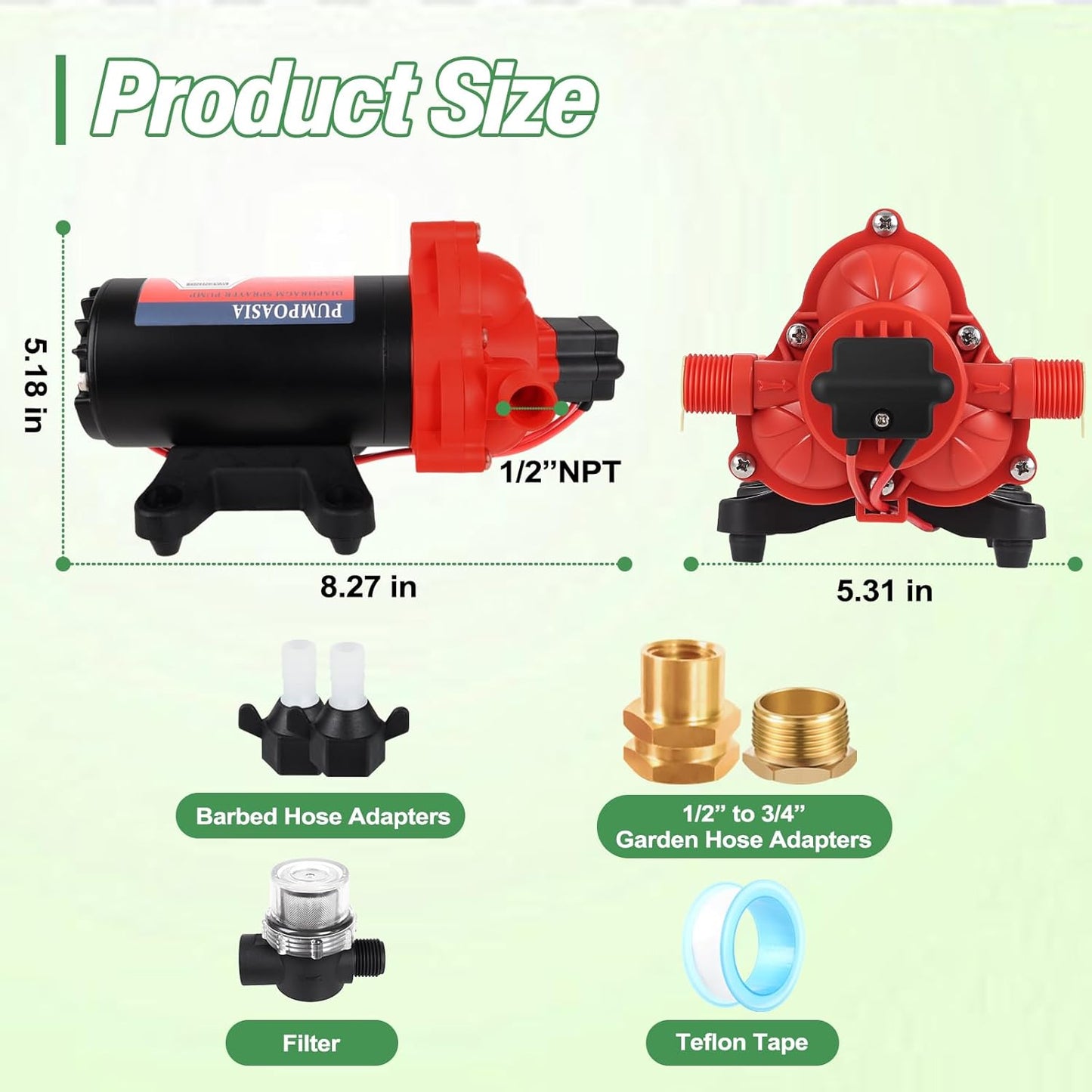12V Pump, 5.5Gpm-10Amp-60Psi, Chemical and Corrosion Resistant, Compatible with Roundup, Diaphragm Pump with Pressure Switch and Self-Priming for Agricultural Spraying, Rv, Boats, Etc