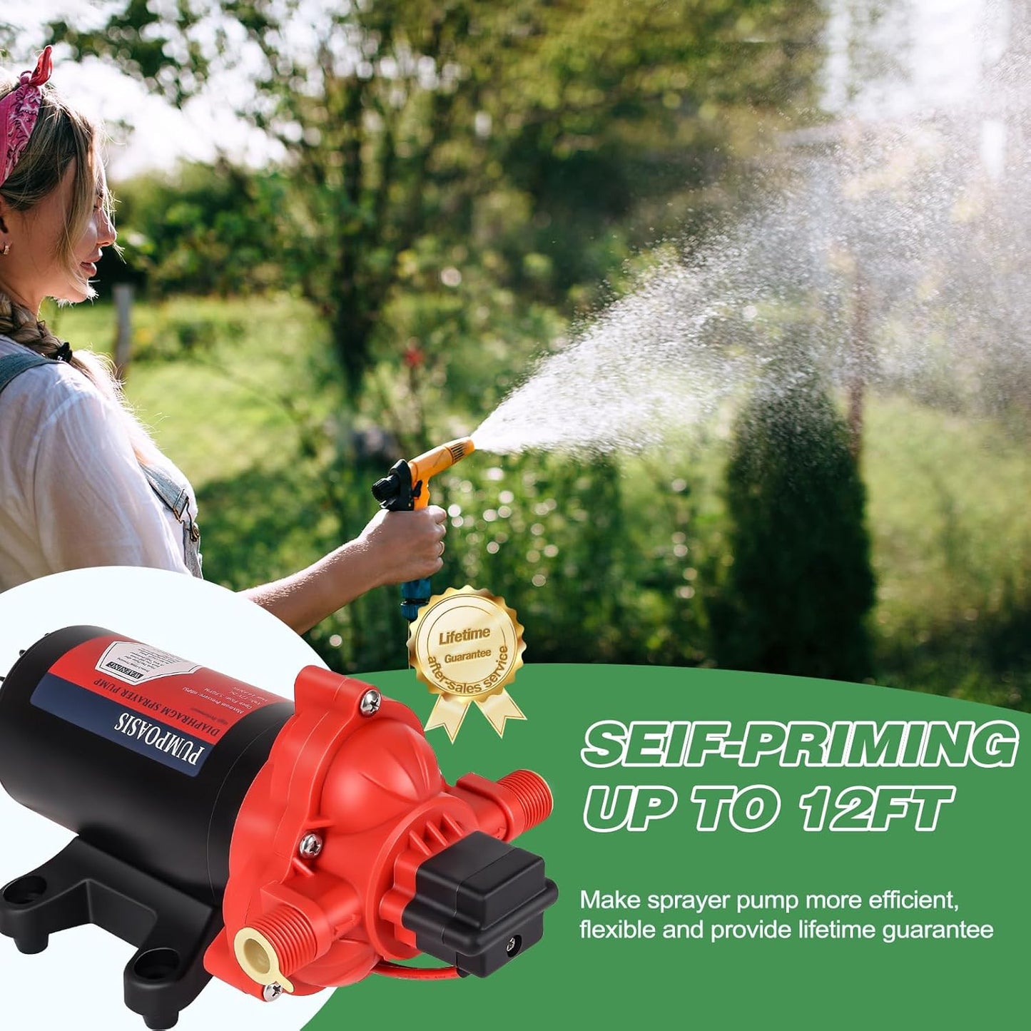 12V Pump, 5.5Gpm-10Amp-60Psi, Chemical and Corrosion Resistant, Compatible with Roundup, Diaphragm Pump with Pressure Switch and Self-Priming for Agricultural Spraying, Rv, Boats, Etc