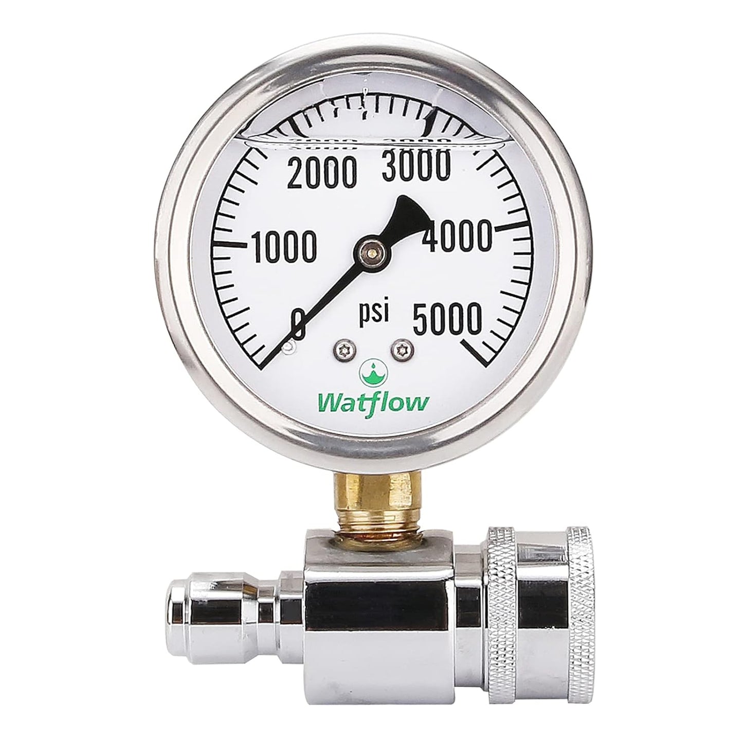 2-1/2" Pressure Washer Pressure Gauge Kit, 3/8 Inch Quick Connect, 0-5000 PSI, Liquid Filled