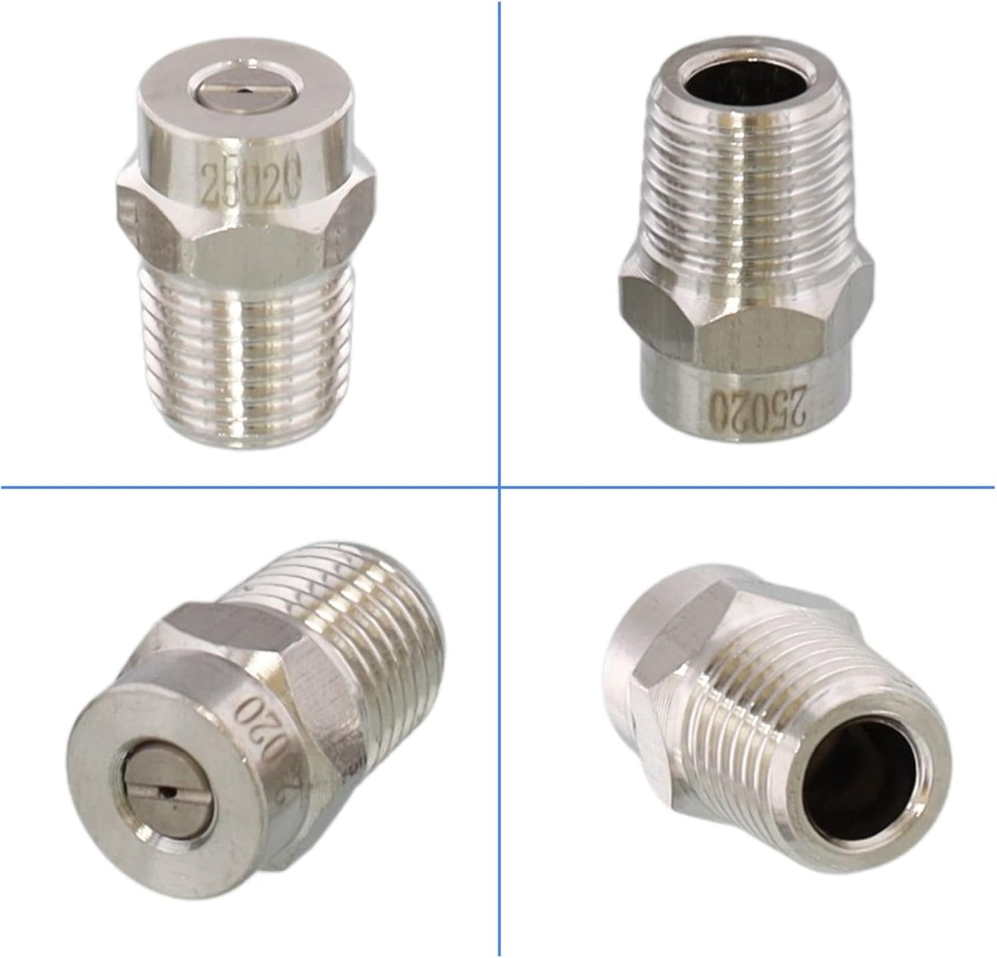 Surface Cleaner Tips | Stainless Steel 25 Degree 2.0 Orifice ¼” Male NPT for Surface Cleaner, Pressure Washer Broom & Undercarriage Washer | 4000 PSI | 4 Pack