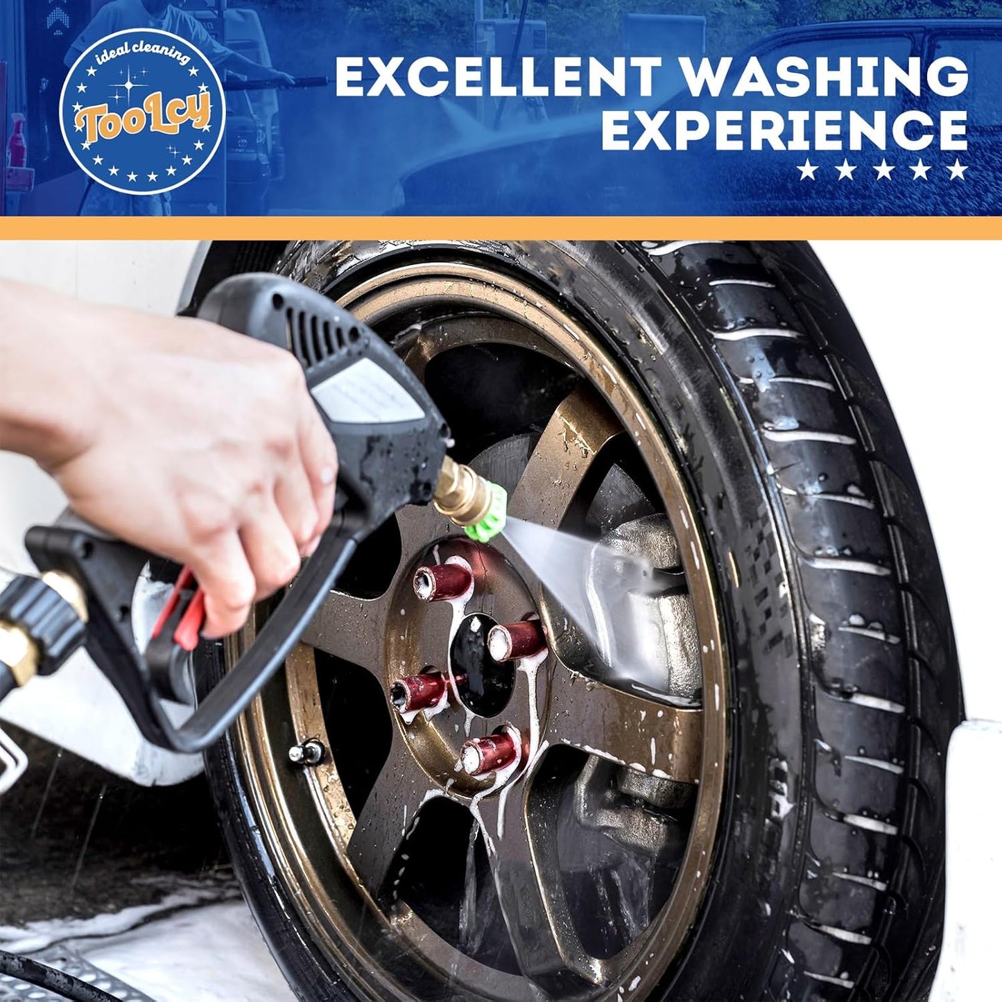 Pressure Washer Short Gun, Commercial 5000 PSI / 10.5 GPM with Nozzle Tips, 3/8" Swivel USA-NPT Thread X Quick Socket, Sturdy Design for Gas Power Washer