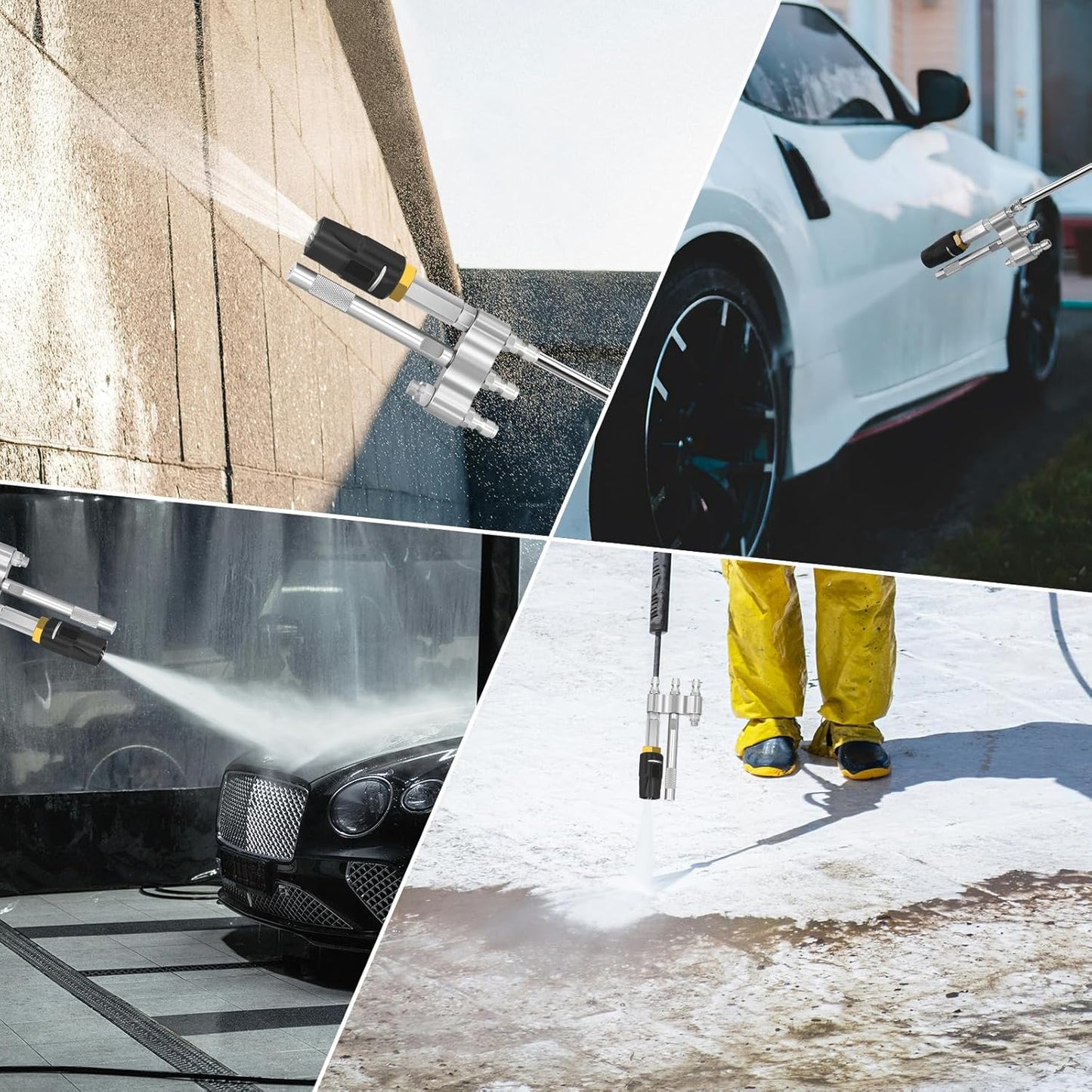 M5 Twist Nozzle,3-7 GPM Three-In-One Adjustable Downstream Soft Wash Nozzle,1/4" Quick Connect, High Reach Spray Nozzle,0 to 60° Spray Pattern,Adjustable Shooter Tips