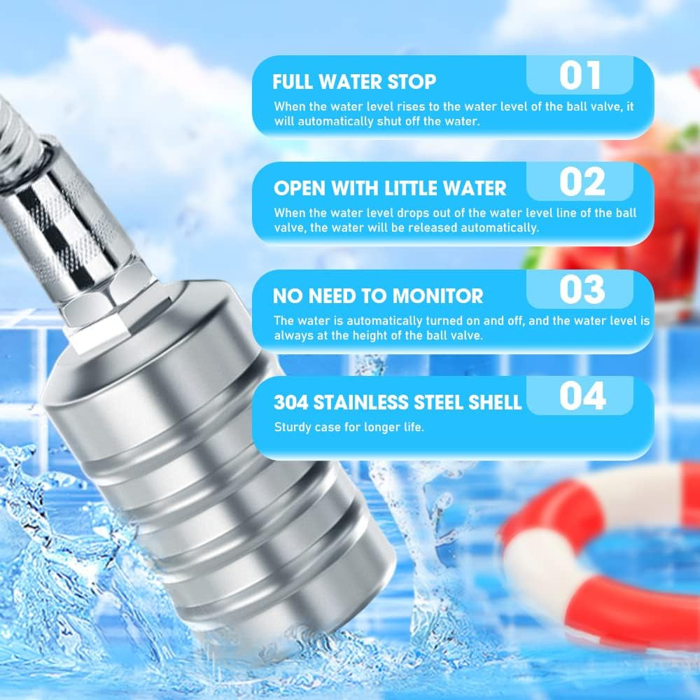 Upgrade Water Float Valve,2024 New 304 Stainless Steel Fully Automatic Water Level Control Float Valve, 1/2" Automatic Water Level Control Float Valve for Water Tank (1/2'', Side Water Intake)