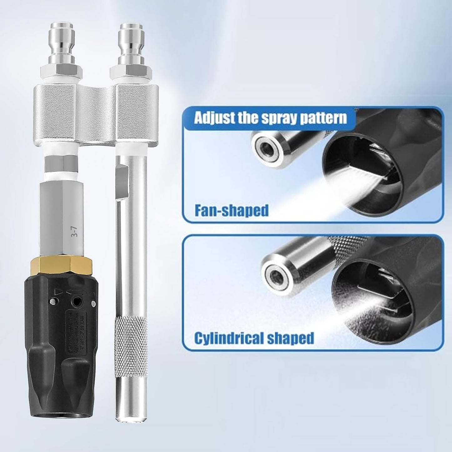 Pressure Washer Chemical Tip M5 Nozzles, 0 to 60° Adjustable, Long Reach Soap Nozzle, 3-7 GPM 1000-6000Psi 1/4In Fast Connect Downstream Soft Wash Nozzle for Washing Windows, Roofs