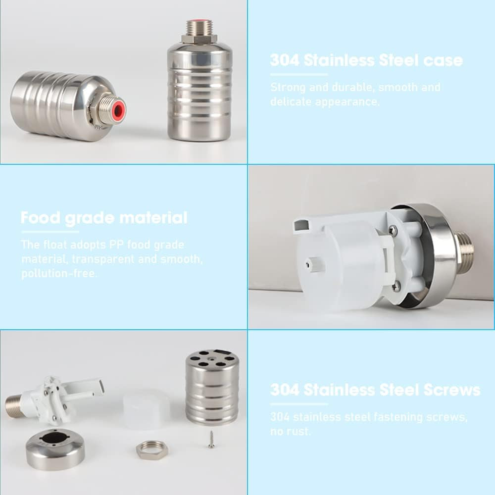 Upgrade Water Float Valve,2024 New 304 Stainless Steel Fully Automatic Water Level Control Float Valve, 1/2" Automatic Water Level Control Float Valve for Water Tank (1/2'', Side Water Intake)