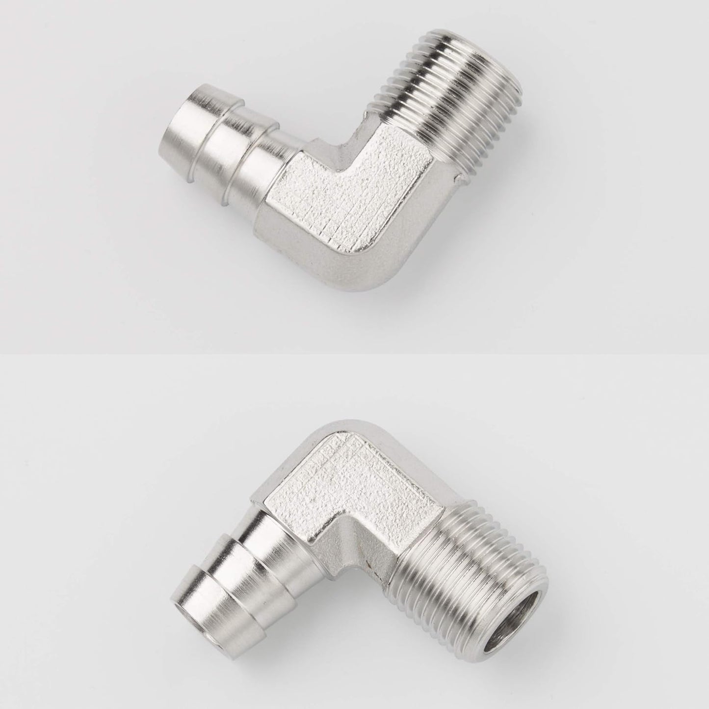 90 Degree Elbow Stainless Steel 316 Barb Fitting 1/2" ID Hose X 3/8" Male NPT Air Gas (Pack of 5)