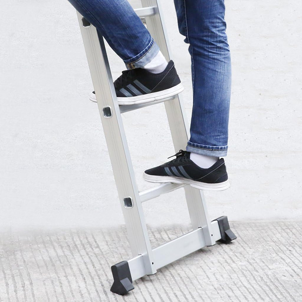 15.4Ft Telescoping Ladder Multi Purpose Aluminum Extension Ladder, Folding Ladder Certified by EN131, 330Lbs Capacity Heavy Duty with Safety Locking Hinges and 2 Panels for Free