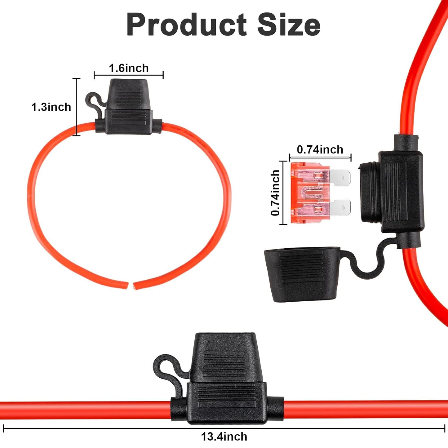 4PCS Inline Fuse Holder, 10 Gauge in Line Blade Fuse Holders with 12V 40 AMP Inline Fuse, Professional ATC Standard Car Automotive Marine Waterproof Fuse Holder
