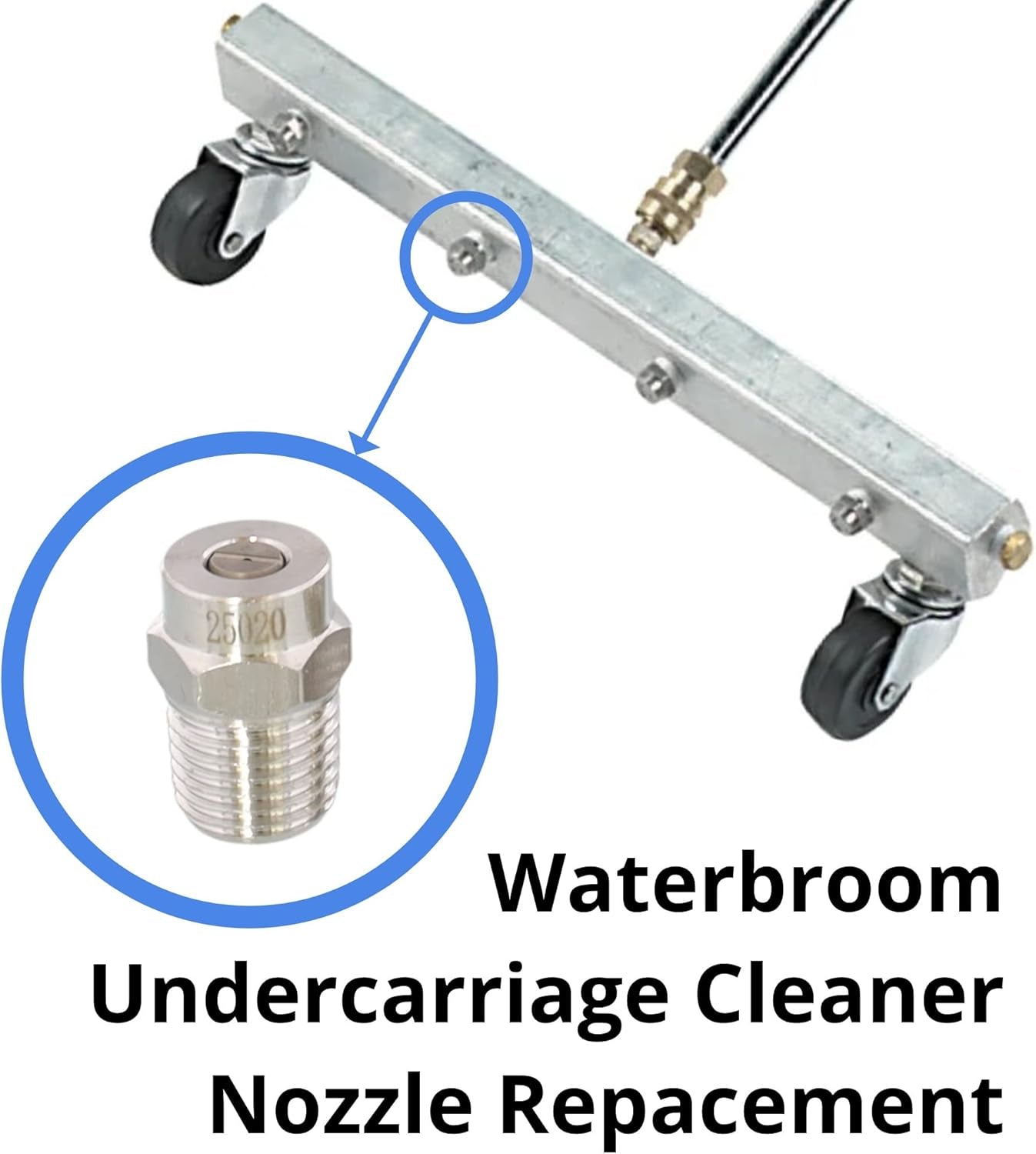 Surface Cleaner Tips | Stainless Steel 25 Degree 2.0 Orifice ¼” Male NPT for Surface Cleaner, Pressure Washer Broom & Undercarriage Washer | 4000 PSI | 4 Pack