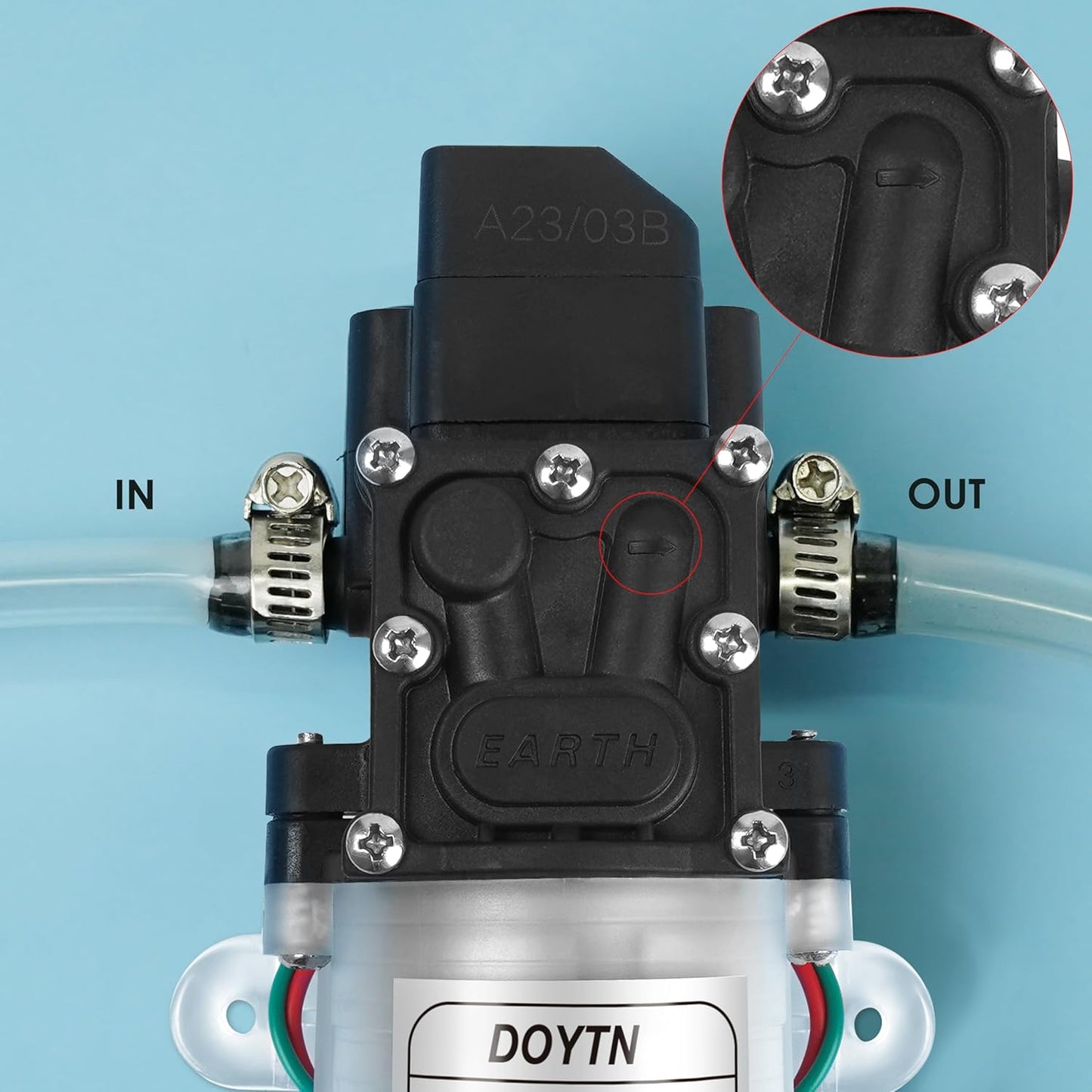 12V Diaphragm Water Pump with Pressure Switch – 1.2 GPM 80 PSI Self-Priming Sprayer with Hose Clamps – for RV, Camper, Marine, Boat – Transparent (1 Pack)