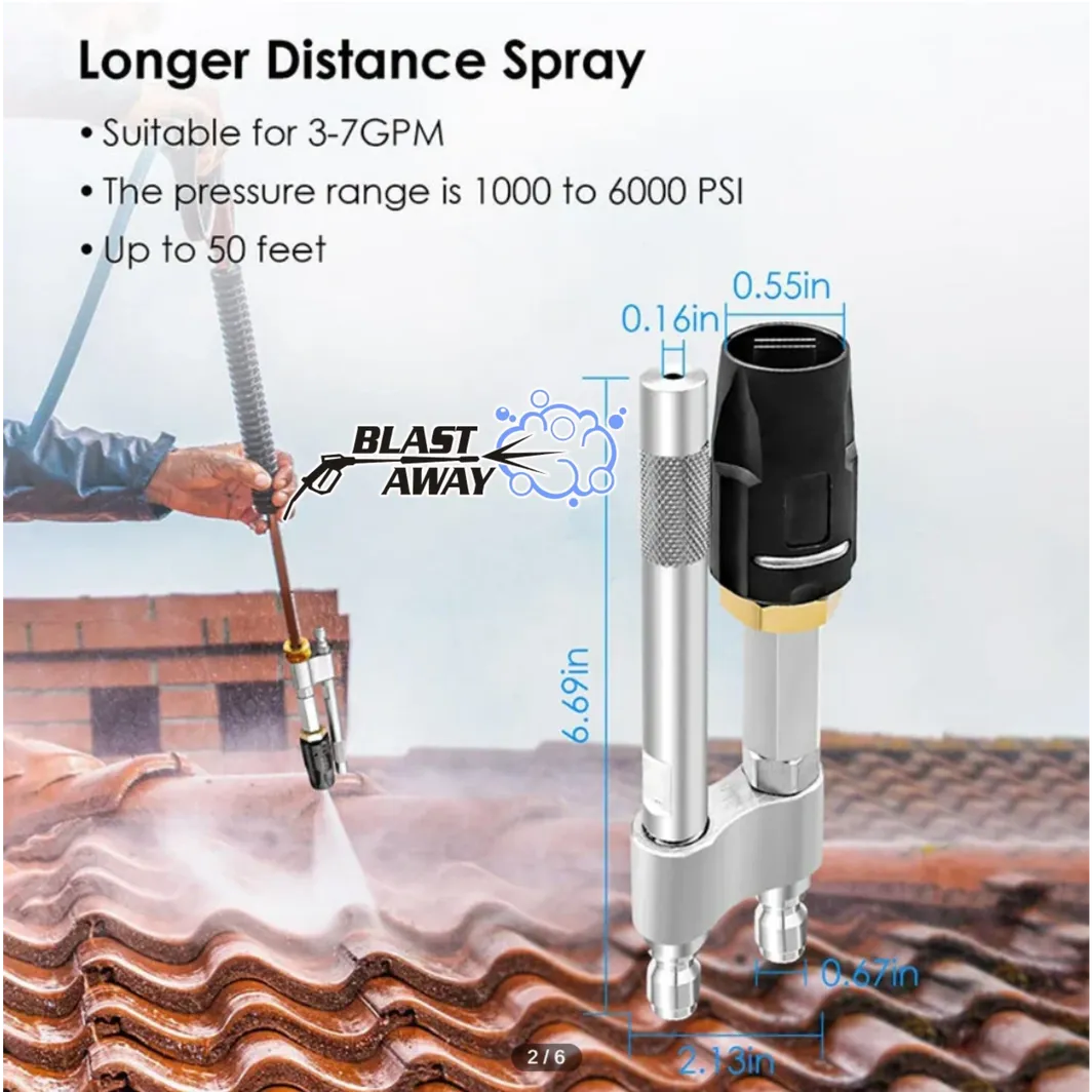 Blast away M5 Twist Nozzle for Pressure Washer Adjustable Stainless Steel Pressure Washer Nozzle - 304 Material, 5000 PSI 3-7 GPM Long-Range Spray