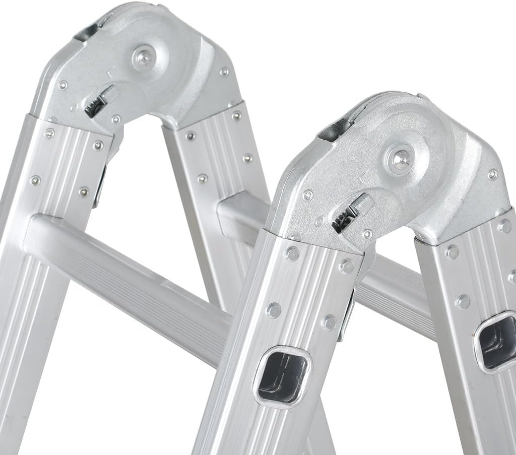15.4Ft Telescoping Ladder Multi Purpose Aluminum Extension Ladder, Folding Ladder Certified by EN131, 330Lbs Capacity Heavy Duty with Safety Locking Hinges and 2 Panels for Free