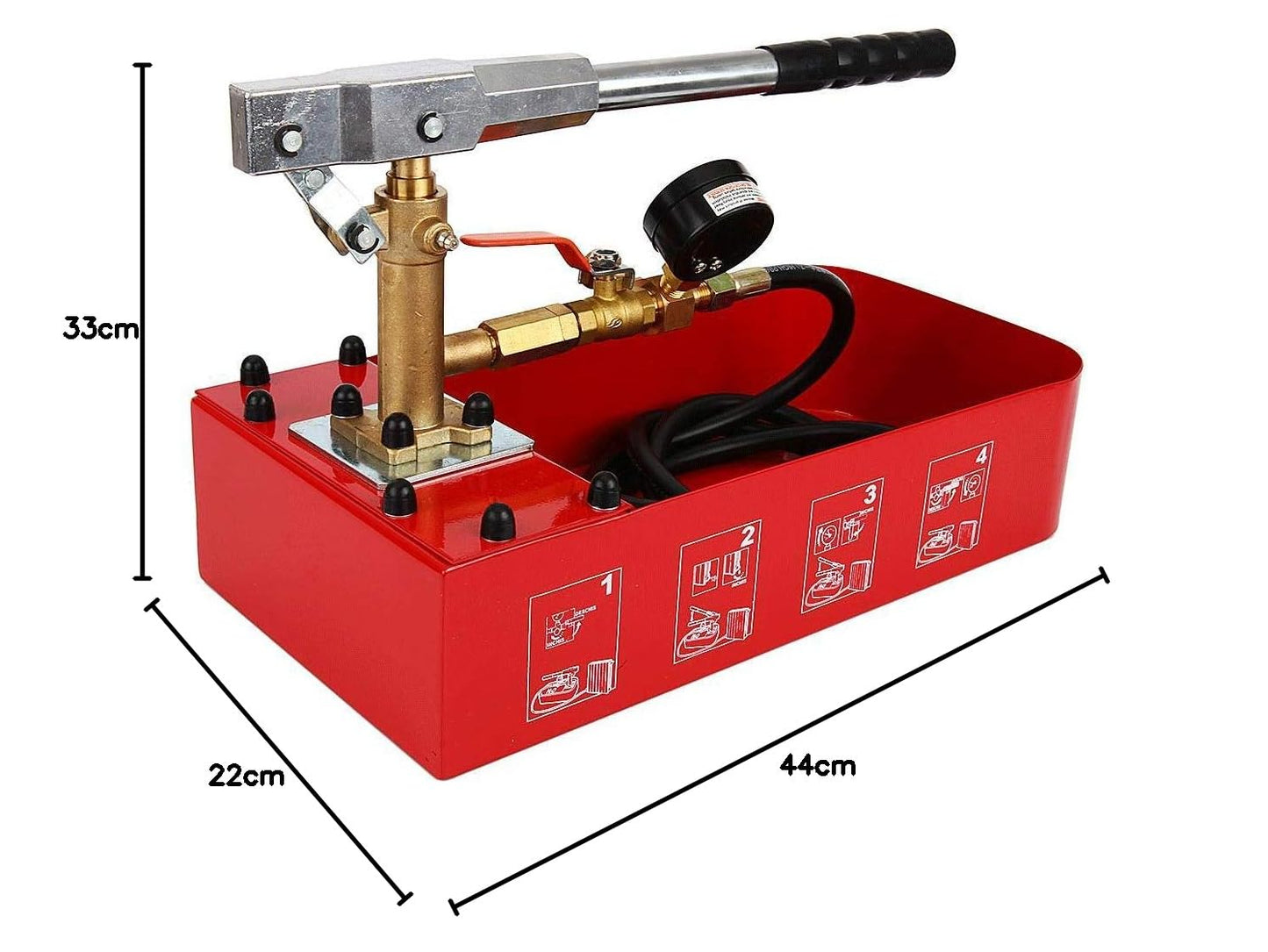 Hydrostatic Tester, Hydraulic Manual Water Pressure Test Pump, 5Mpa Pipe Leakage Pressure Tester with Gauge & 2 Gallon Tank