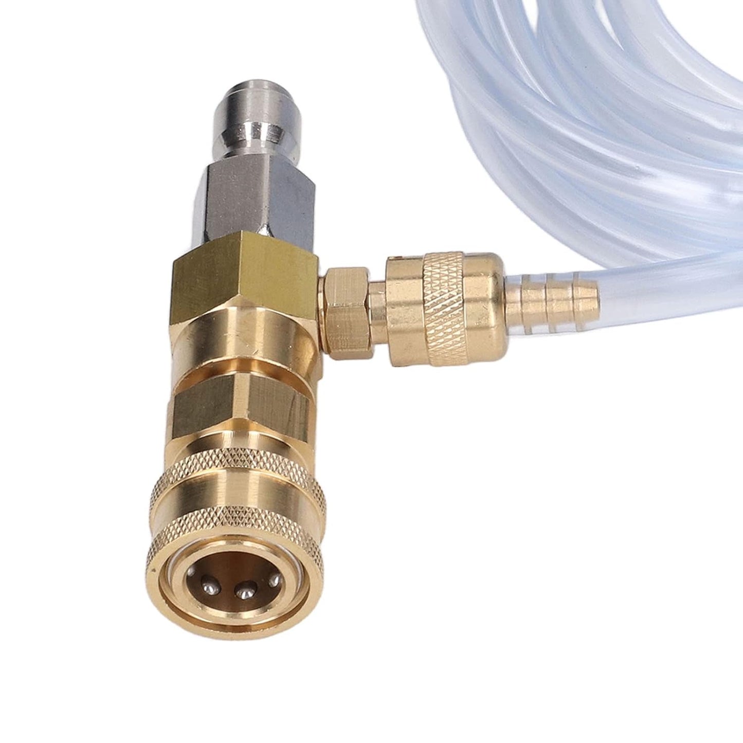 Chemical Injector Kit Chemical Injector Brass Stainless Adjustable Downstream Injector with 9.8Ft Tube 5000 PSI for Pressure Washer Tool Sets