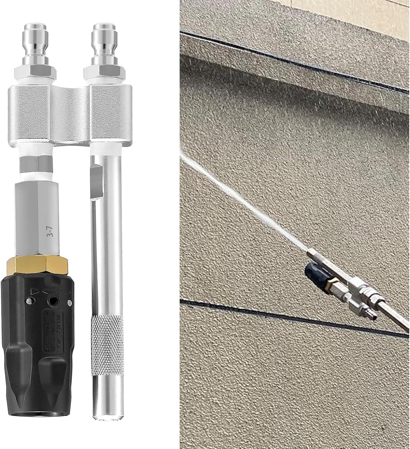 Pressure Washer Chemical Tip M5 Nozzles, 0 to 60° Adjustable, Long Reach Soap Nozzle, 3-7 GPM 1000-6000Psi 1/4In Fast Connect Downstream Soft Wash Nozzle for Washing Windows, Roofs