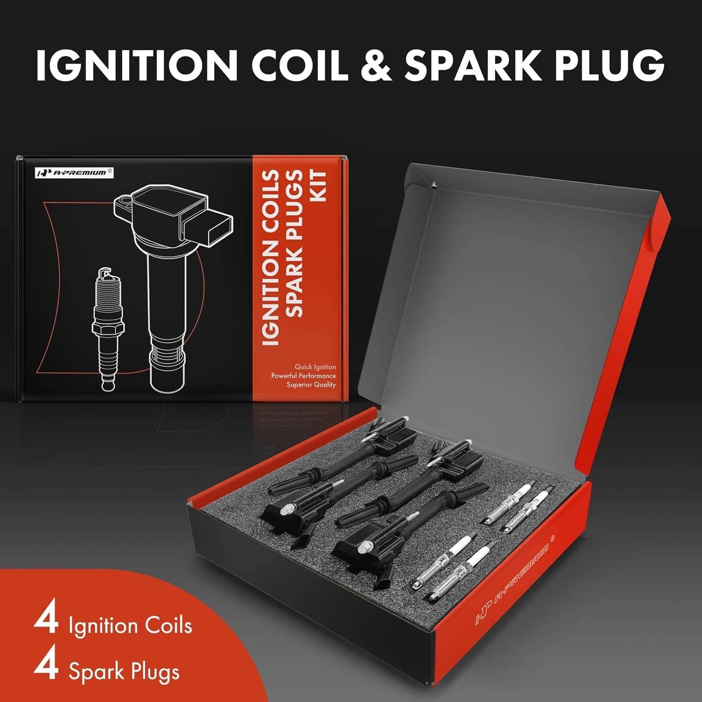 Set of 4 Ignition Coil Pack and Iridium Spark Plugs Compatible with Chevrolet Equinox 2018-2020, Malibu 2016-2020, Cruze 2016-2019 & GMC Terrain 2018-2020 & Buick Encore 2016-2019, 1.4L 1.5L