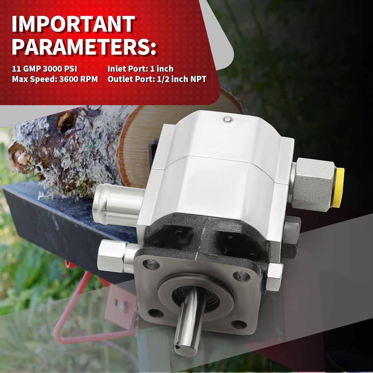 Hydraulic Log Splitter Pump 11GPM / 13GPM / 16GPM 2 Stage 3000PSI Aluminum Hydraulic Gear Wood Splitting Machine Pump (11GPM 3000PSI)