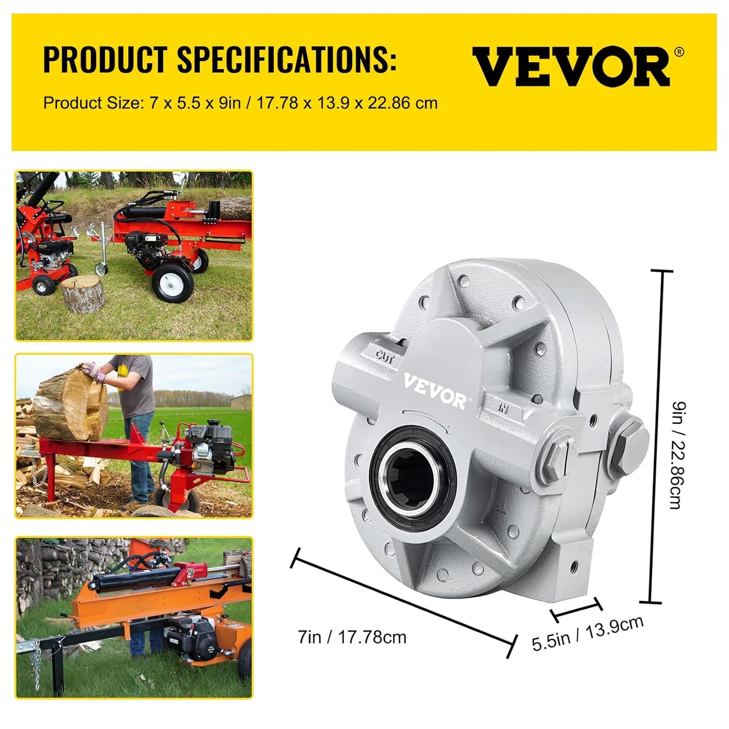 Hydraulic Pump 21.2GPM Hydraulic Motor 540RPM Log Splitter 2250PSI Hydraulic Splitter SAE 12 Outlet Port Hydraulic Pump for Log Splitter for Truck Tailgate Lift,Scissor Lift, Dump Trailer
