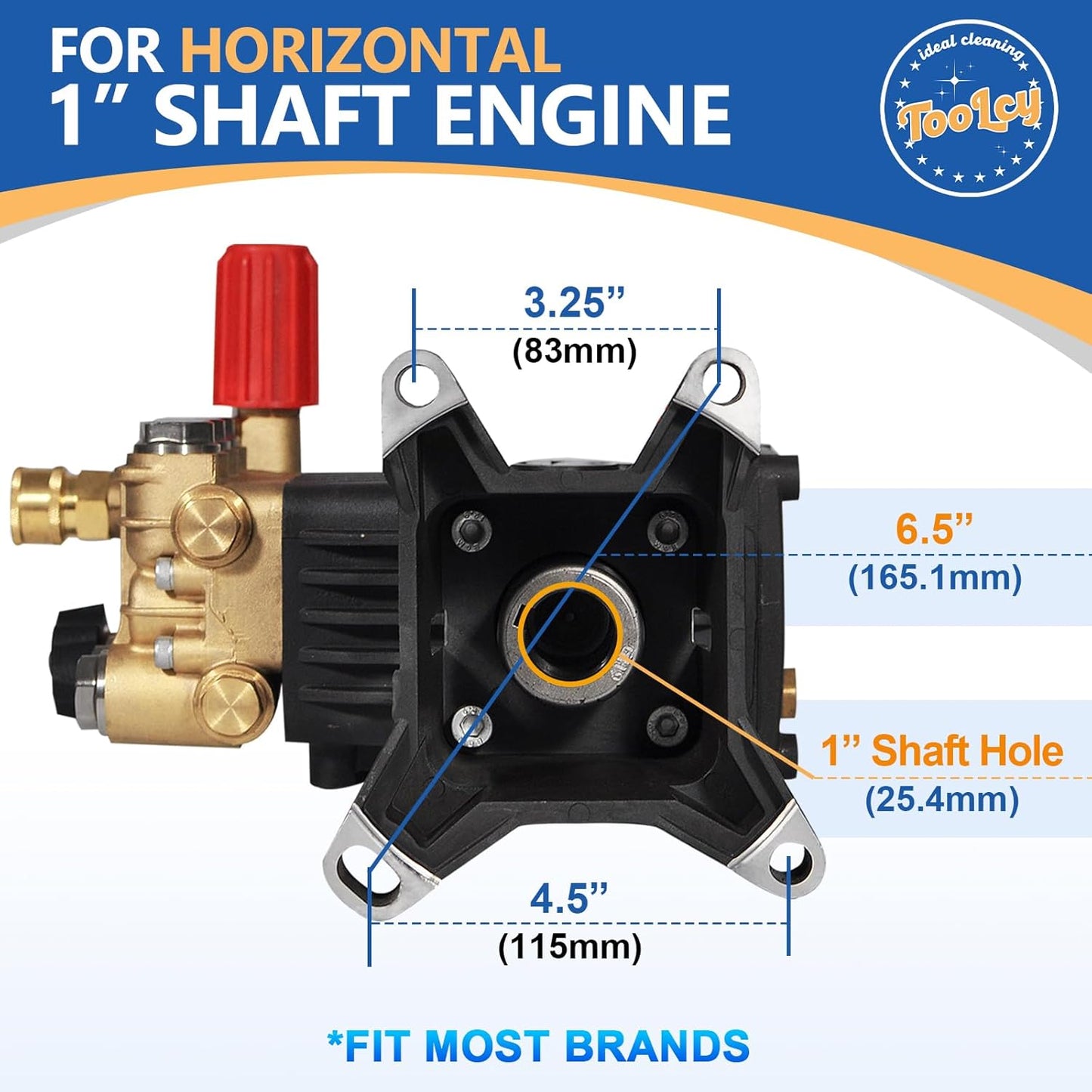 Pressure Washer Pump 3600-4200 PSI Max, Replacement Pump 4 GPM, Triplex Plunger, Horizontal 1" Shaft Gas Power Washer Pump with Pressure Adjustment Unloader & Chemical Injection, Direct Drive