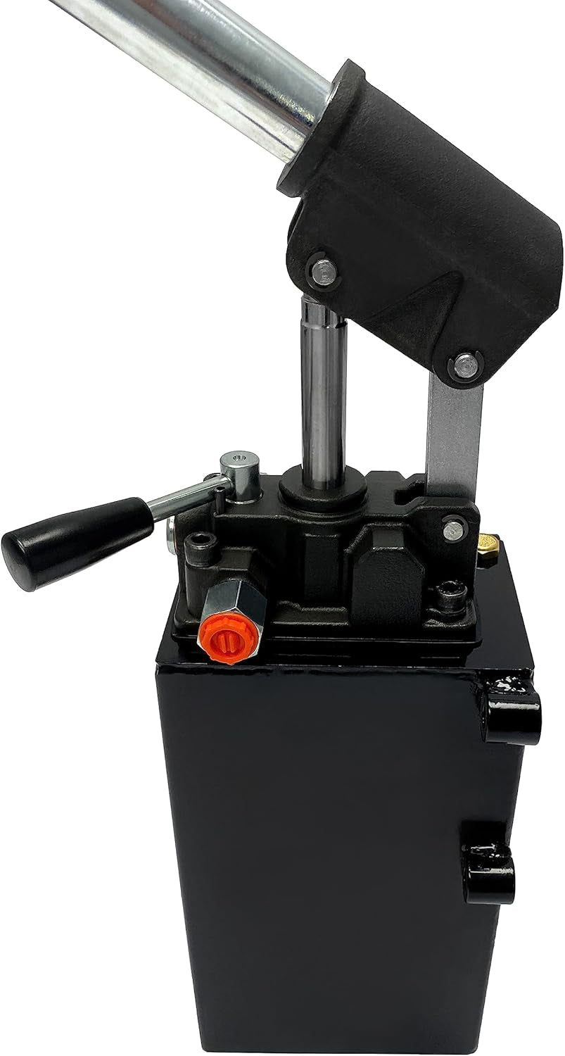 Double Acting Hydraulic Hand Pump with 3 Qts Tank - Manual Hydraulic Pump with Changeover Valve - 2.7 CID, 3600 PSI, 3/8" NPT Ports Piston Hand Pump