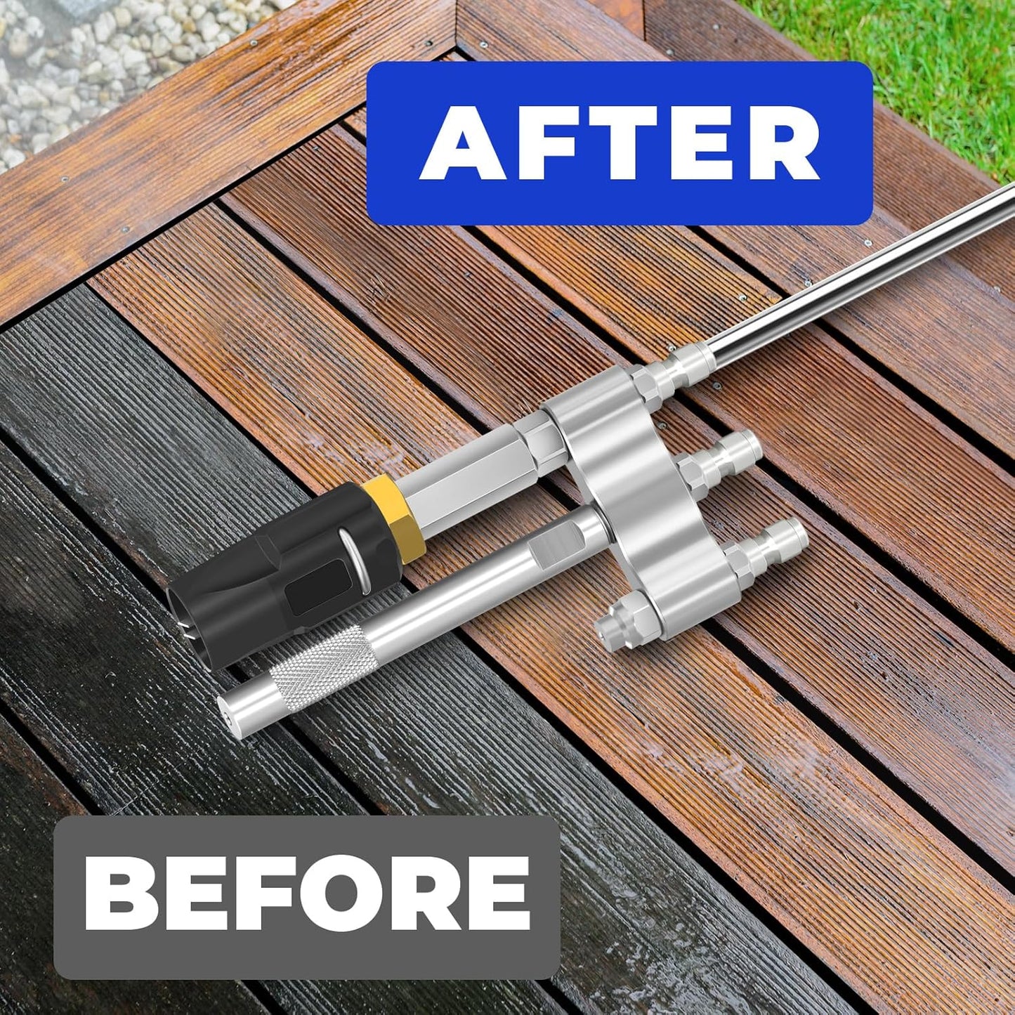 M5 Twist Nozzle,3-7 GPM Three-In-One Adjustable Downstream Soft Wash Nozzle,1/4" Quick Connect, High Reach Spray Nozzle,0 to 60° Spray Pattern,Adjustable Shooter Tips