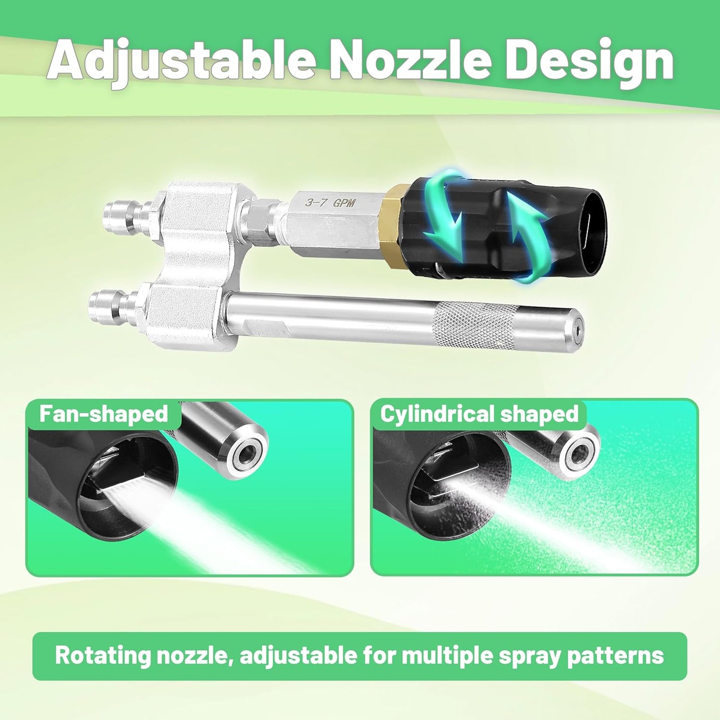 M5 Twist Nozzle for Pressure Washer, Adjustable Long Range Shooter Tip, 3-7 GPM, High Reach Soap Nozzle with 1/4" Quick Connect, Downstream Soft Wash Nozzle
