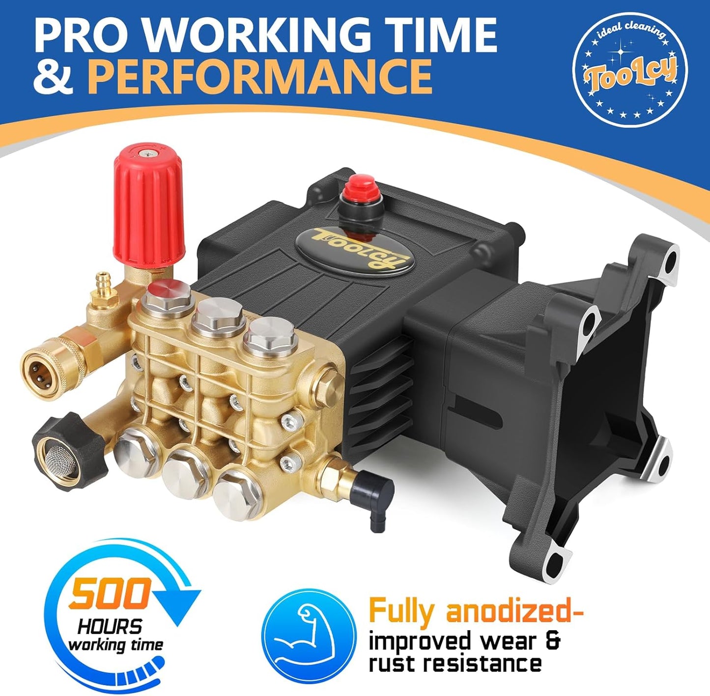 Pressure Washer Pump 3600-4200 PSI Max, Replacement Pump 4 GPM, Triplex Plunger, Horizontal 1" Shaft Gas Power Washer Pump with Pressure Adjustment Unloader & Chemical Injection, Direct Drive