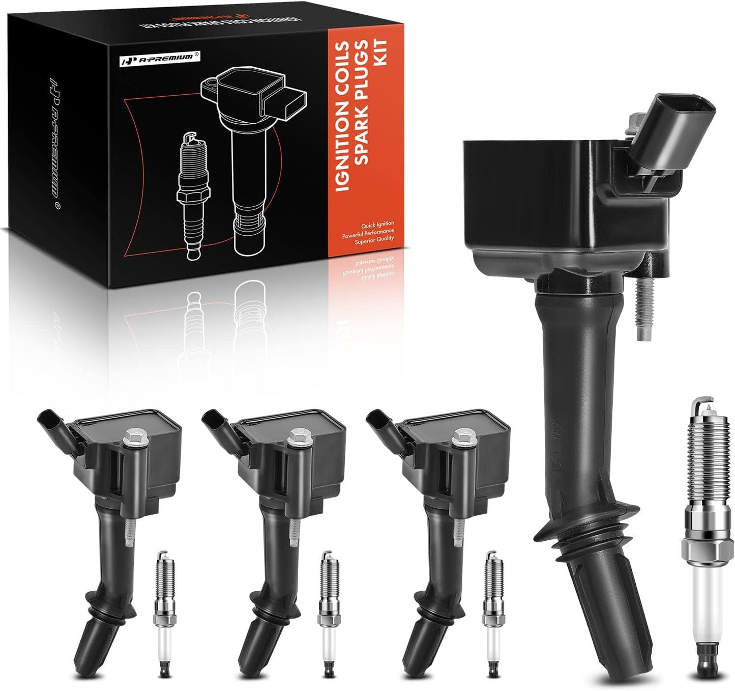 Set of 4 Ignition Coil Pack and Iridium Spark Plugs Compatible with Chevrolet Equinox 2018-2020, Malibu 2016-2020, Cruze 2016-2019 & GMC Terrain 2018-2020 & Buick Encore 2016-2019, 1.4L 1.5L
