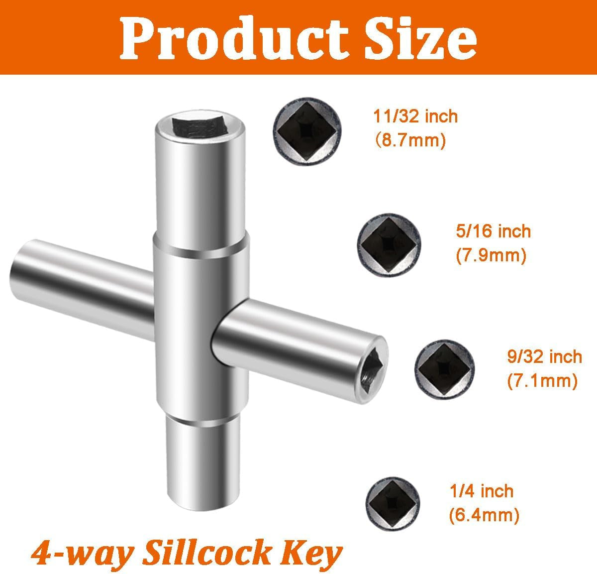 2PCS 4-Way and 6-Way Multifunctional Water Sillcock Key Wrench,Plated Steel Water Wrench Keys,Utility Key Kit for Faucet, Spigots and Valve O-089