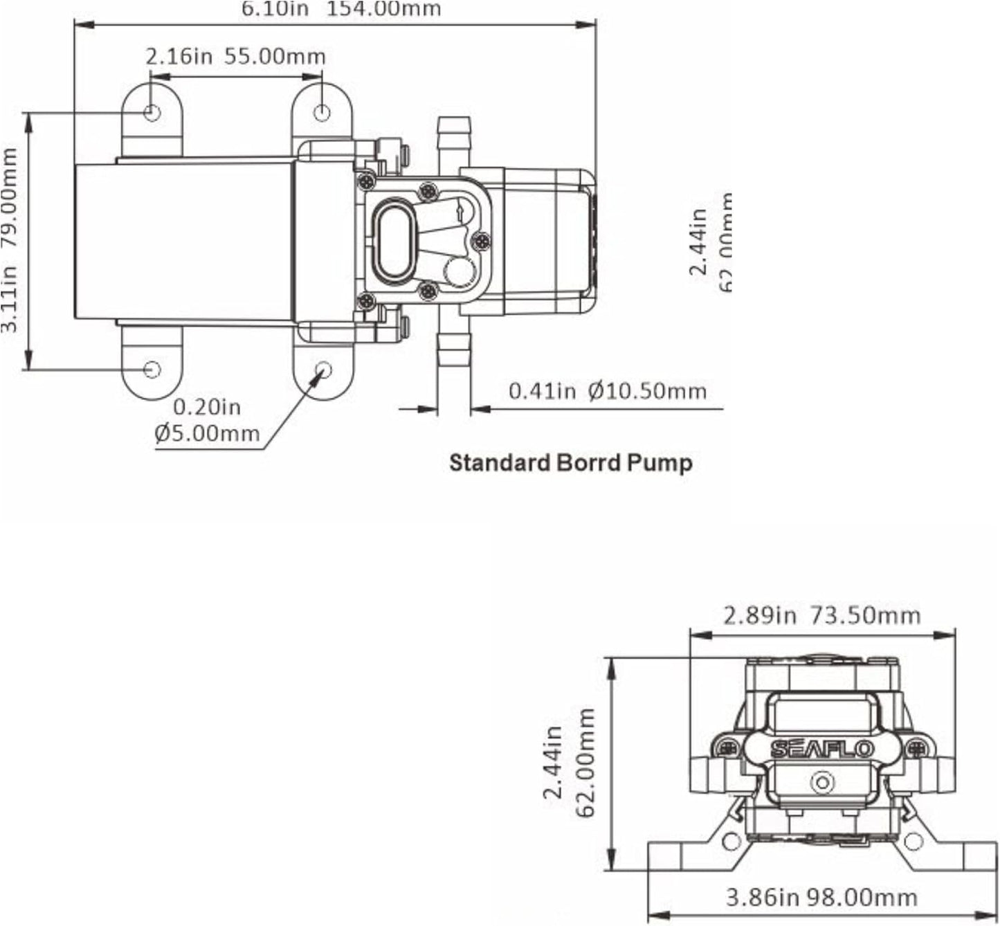 21-Series Water Pressure Diaphragm Pump - 12V DC, 1.2 GPM, 35 PSI with Adjustable Pressure Switch, Self-Priming, Quiet Operation for RV, Boat, and Off-Grid Applications