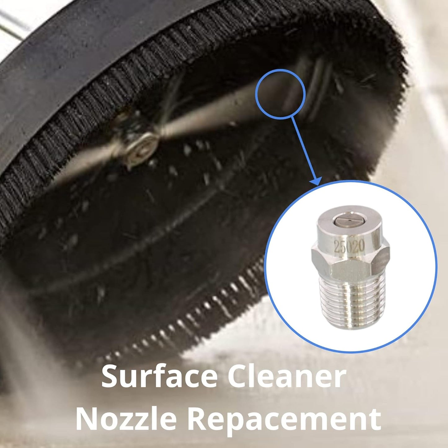 Surface Cleaner Tips | Stainless Steel 25 Degree 2.0 Orifice ¼” Male NPT for Surface Cleaner, Pressure Washer Broom & Undercarriage Washer | 4000 PSI | 4 Pack