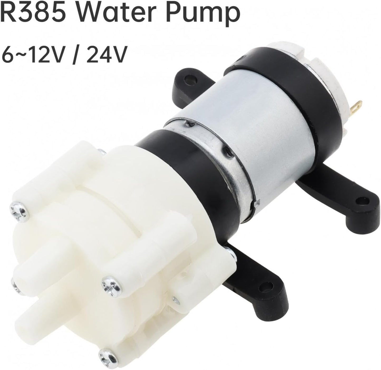 Mini Water Pump DC 24V Diaphragm Self Priming Pump for Aquariums Fish Tank/Tea Machine, R385 Water Pump with PVC Bracket (24V)