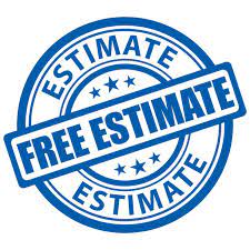 Free Estimate badge with blue circular stamp design.