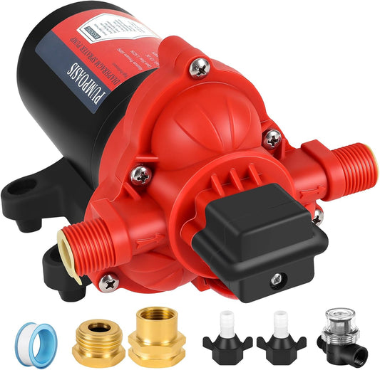 12V Pump, 5.5Gpm-10Amp-60Psi, Chemical and Corrosion Resistant, Compatible with Roundup, Diaphragm Pump with Pressure Switch and Self-Priming for Agricultural Spraying, Rv, Boats, Etc