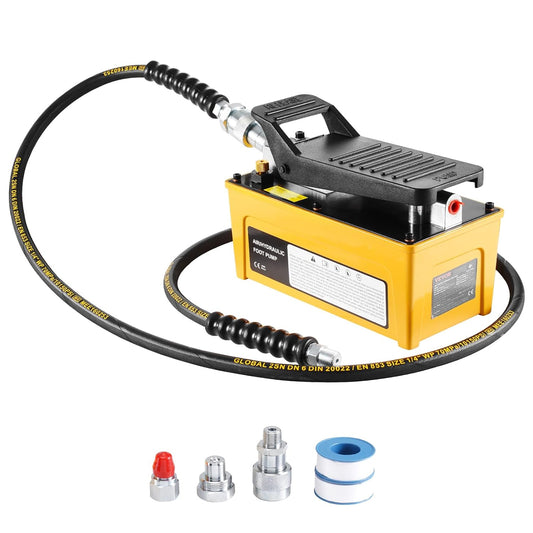 10,000PSI Air Hydraulic Pump, 0.42 Gal Reservoir, NPT 3/8 in Oil Outlet, NPT 1/4 in Inlet, Aluminum Shell Air Actuated Treadle Foot Pump, for Automobile Repair Frame Machine & Hydraulic Press
