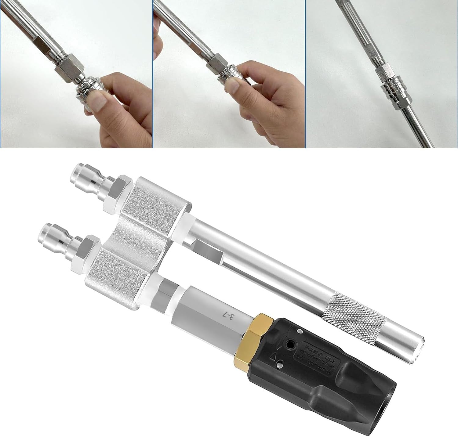 Pressure Washer Chemical Tip M5 Nozzles, 0 to 60° Adjustable, Long Reach Soap Nozzle, 3-7 GPM 1000-6000Psi 1/4In Fast Connect Downstream Soft Wash Nozzle for Washing Windows, Roofs