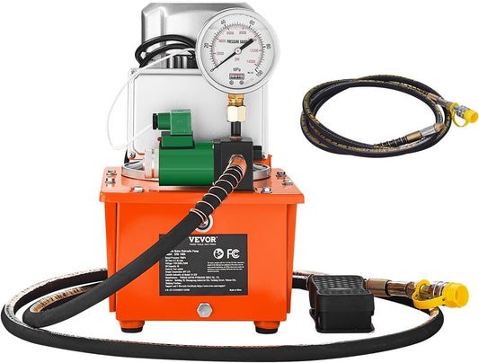 Electric Hydraulic Pump, 10000 PSI 750W 110V 488 In³/8L Capacity, Single Acting Solenoid Valve, Electric Driven Hydraulic Pump Power Pack Unit with Pedal Switch for Punching/Bending/Jack Machine