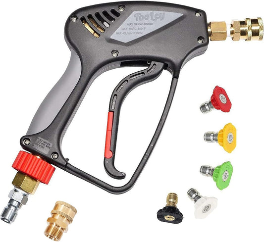 Pressure Washer Short Gun, Commercial 5000 PSI / 10.5 GPM with Nozzle Tips, 3/8" Swivel USA-NPT Thread X Quick Socket, Sturdy Design for Gas Power Washer